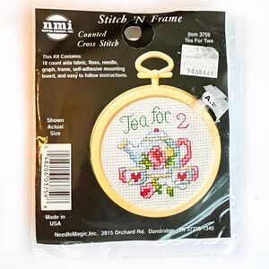 Stitch N Frame Tea For Two 3759 Counted Cross Stitch Kit NMI Needle Magic Sealed